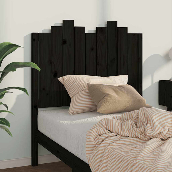 Schwarzes Kopfteil 96 cm Kiefer Massivholz