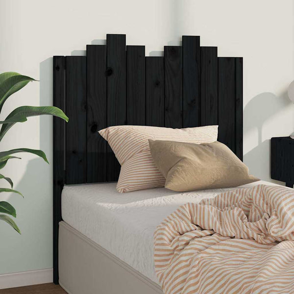 Schwarzes Kopfteil 96 cm Kiefer Massivholz