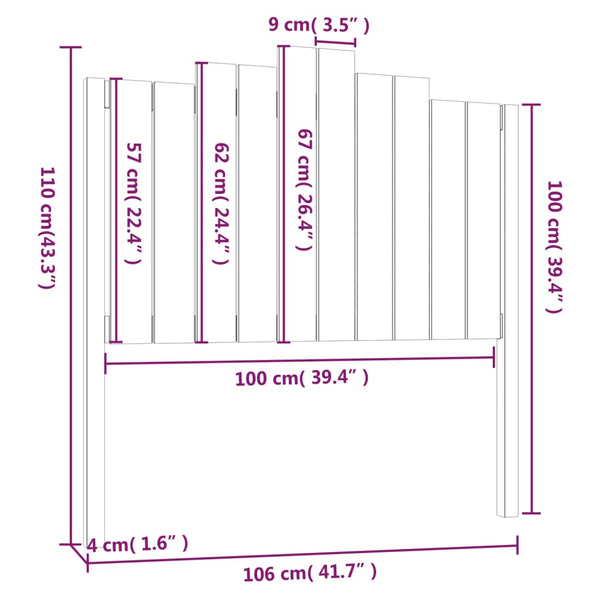 Graues Kiefer Massivholz Kopfteil 106cm