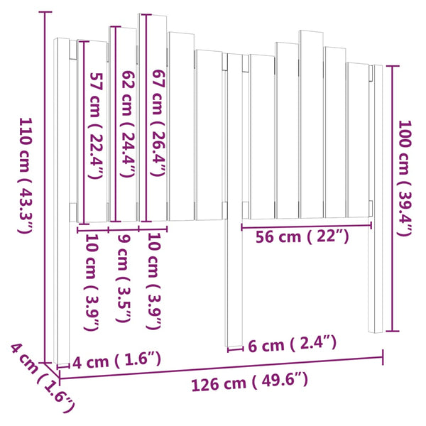 Graues Kiefer Massivholz Kopfteil 126cm