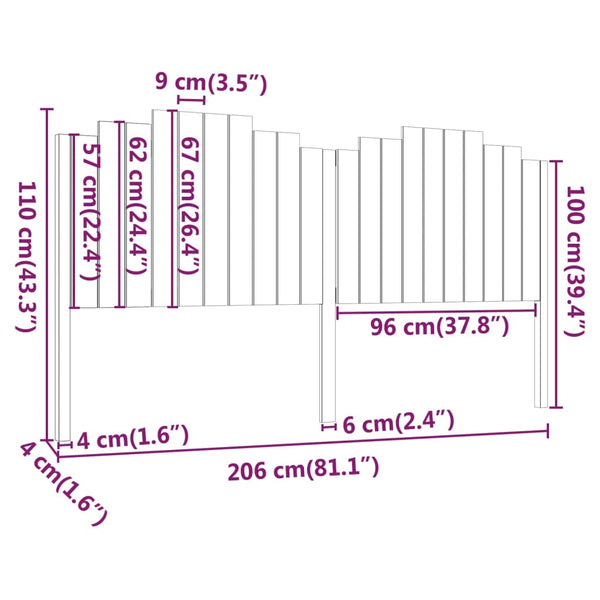 Schwarzes Kopfteil 206cm Kiefer Massivholz