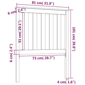 Schwarzes Kopfteil 81cm Kiefer Massivholz