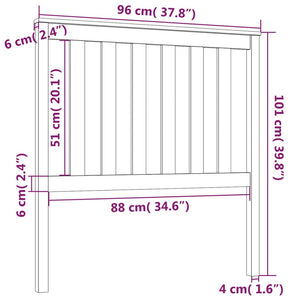Graues Kiefer Massivholz Kopfteil 96cm