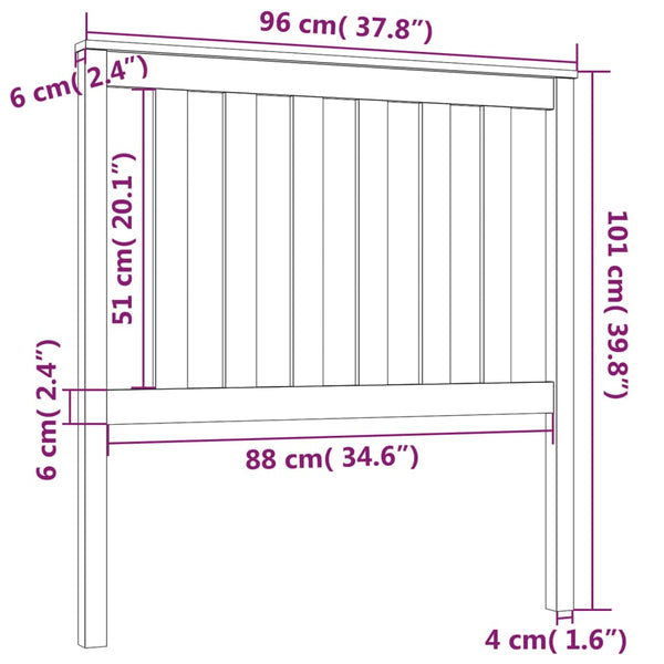 Graues Kiefer Massivholz Kopfteil 96cm
