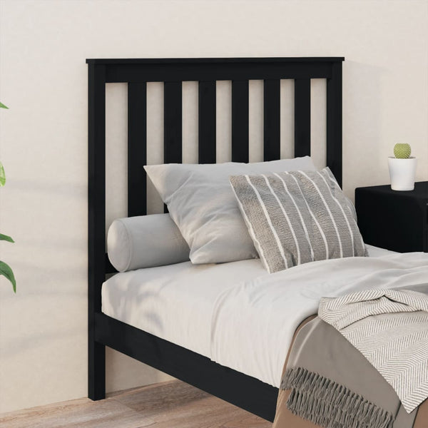 Schwarzes Kopfteil 96 cm Kiefer Massivholz