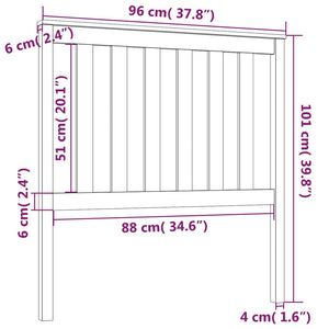 Schwarzes Kopfteil 96 cm Kiefer Massivholz