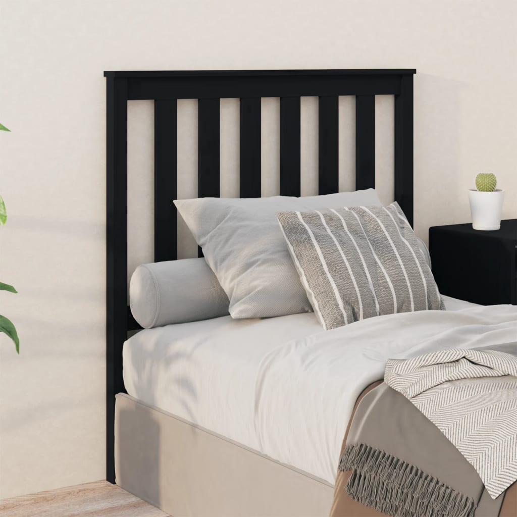 Schwarzes Kopfteil 96 cm Kiefer Massivholz