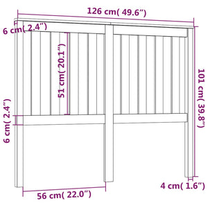Schwarzes Kopfteil 126 cm Kiefer Massivholz