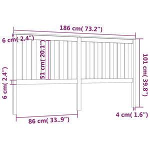 Schwarzes Kopfteil 186 cm Kiefer Massivholz