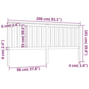 Schwarzes Kopfteil 206cm Kiefer Massivholz