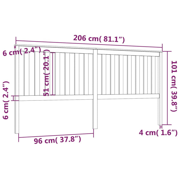 Schwarzes Kopfteil 206cm Kiefer Massivholz