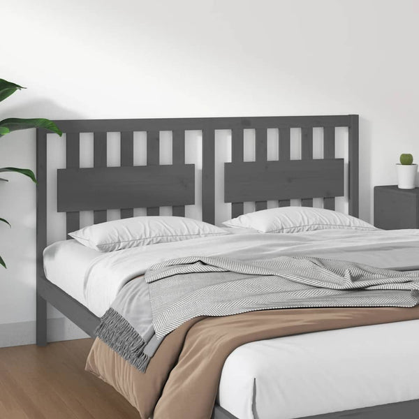 Graues Bett Kopfteil Kiefer Massivholz 165,5cm