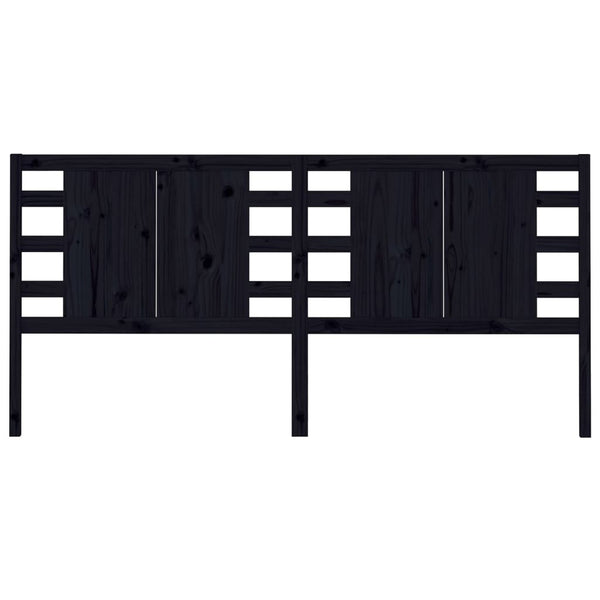 Schwarzes Bett Kopfteil 141 cm Kiefer Massivholz