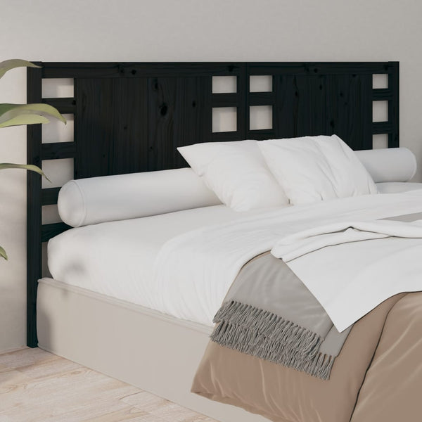 Schwarzes Bett Kopfteil 141 cm Kiefer Massivholz