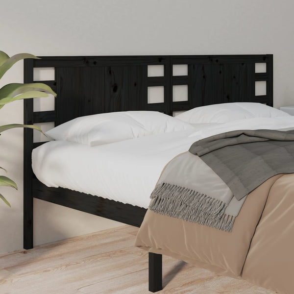 Schwarzes Bett Kopfteil 141 cm Kiefer Massivholz
