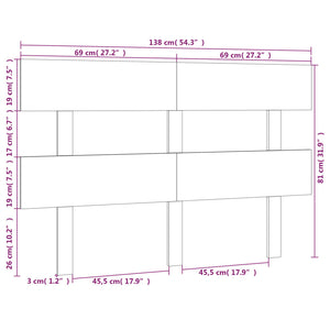 Graues Kiefer Massivholz Kopfteil 138cm