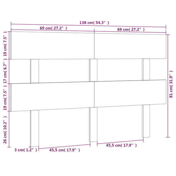 Schwarzes Kopfteil 138cm Kiefer Massivholz
