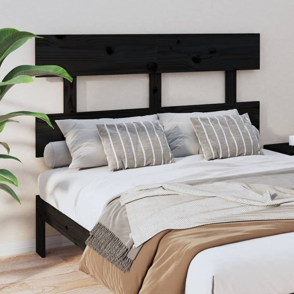 vidaXL Tête de lit Noir 144x3x81 cm Bois de pin massif