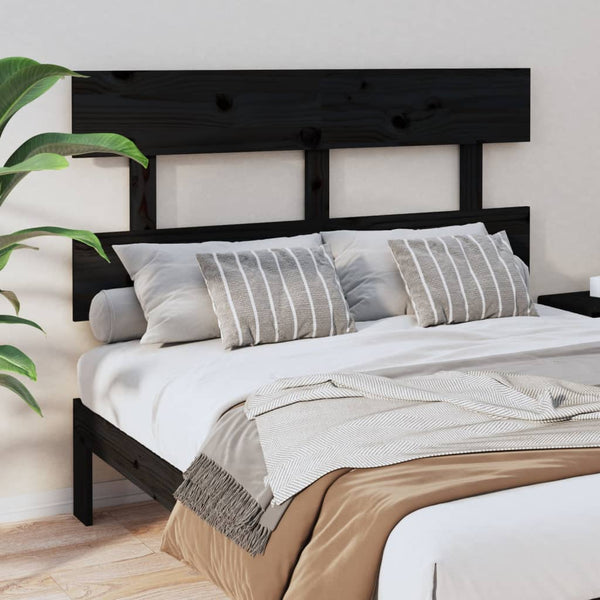 Schwarzes Kiefer Massivholz Kopfteil 144cm