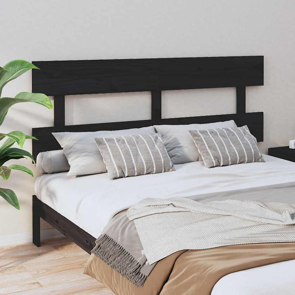 vidaXL Tête de lit noir 154x3x81 cm Bois de pin massif