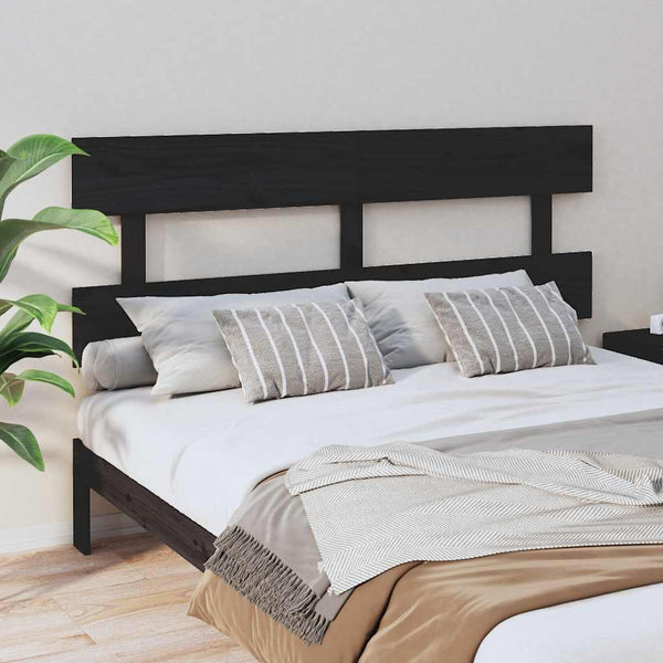 Schwarzes Kiefer Massivholz Kopfteil 154cm