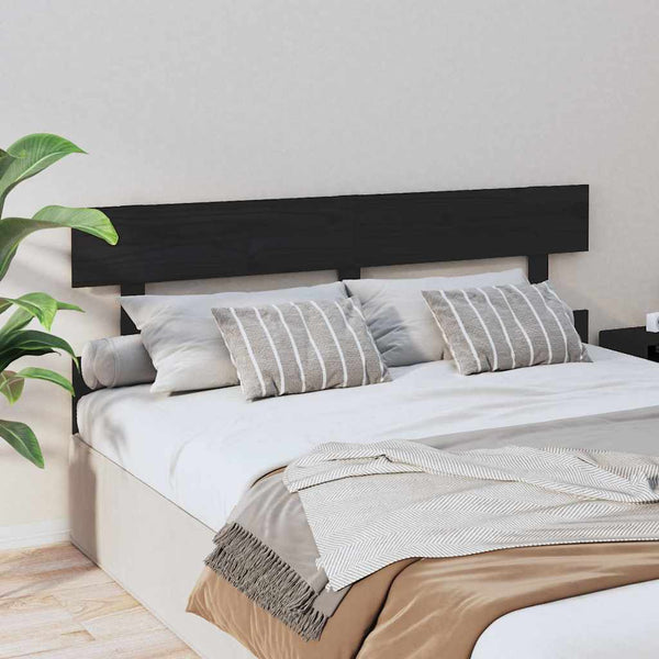 Schwarzes Kiefer Massivholz Kopfteil 164cm