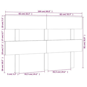 Schwarzes Kiefer Massivholz Kopfteil 164cm