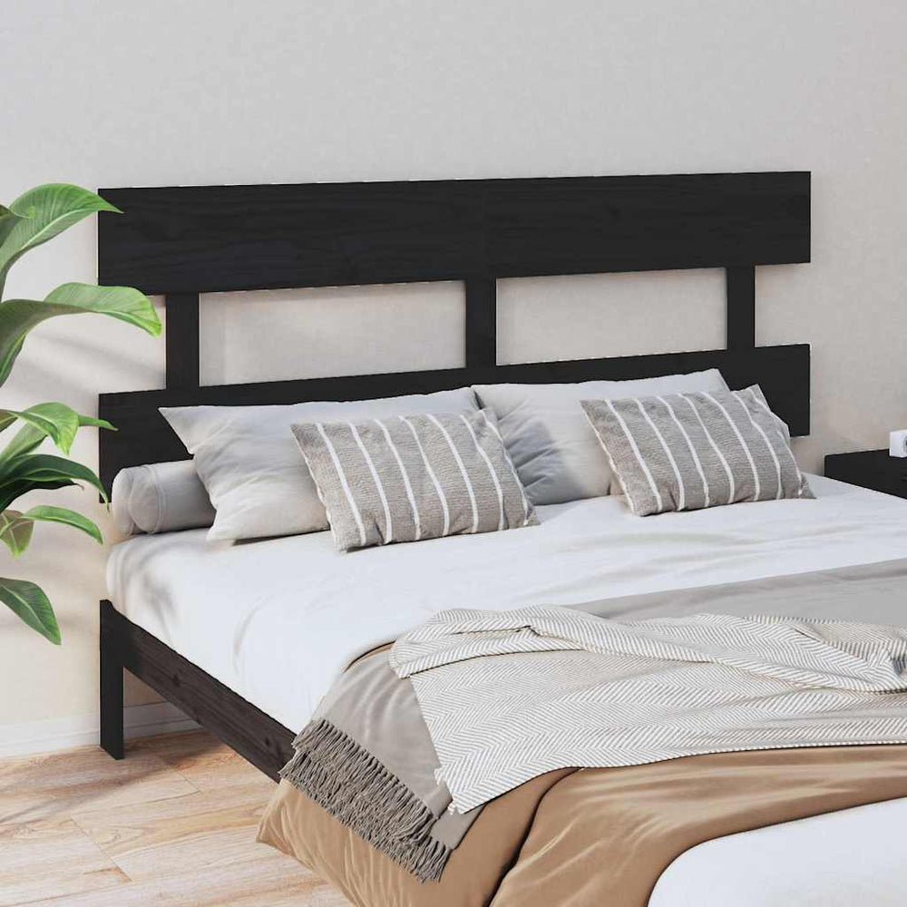 vidaXL Tête de lit Noir 164x3x81 cm Bois de pin massif