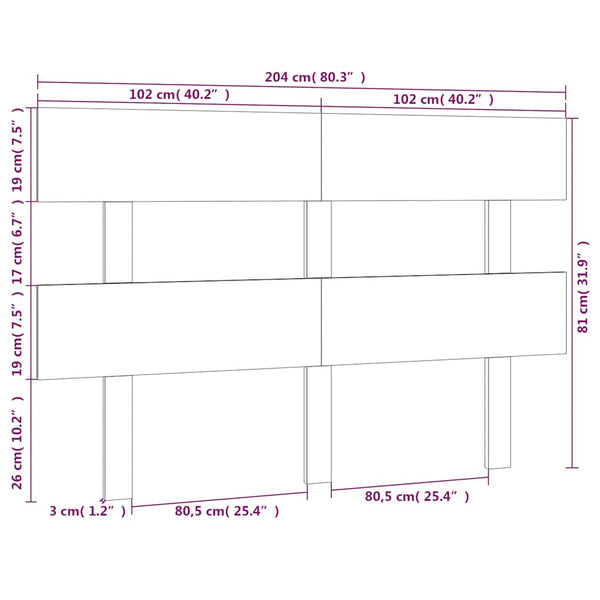 Weißes Kopfteil 204 cm Kiefer Massivholz