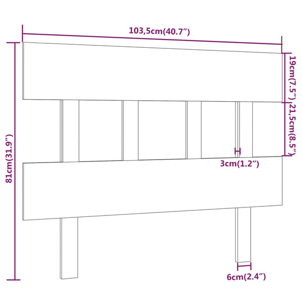 Graues Kiefer Massivholz Kopfteil 103,5 cm