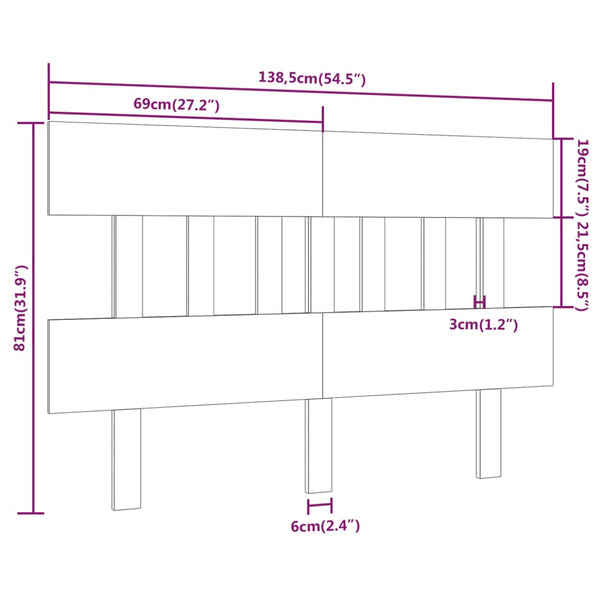 Graues Kiefer Massivholz Kopfteil 138,5 cm