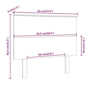Schwarzes Kiefer Massivholz Kopfteil 94cm