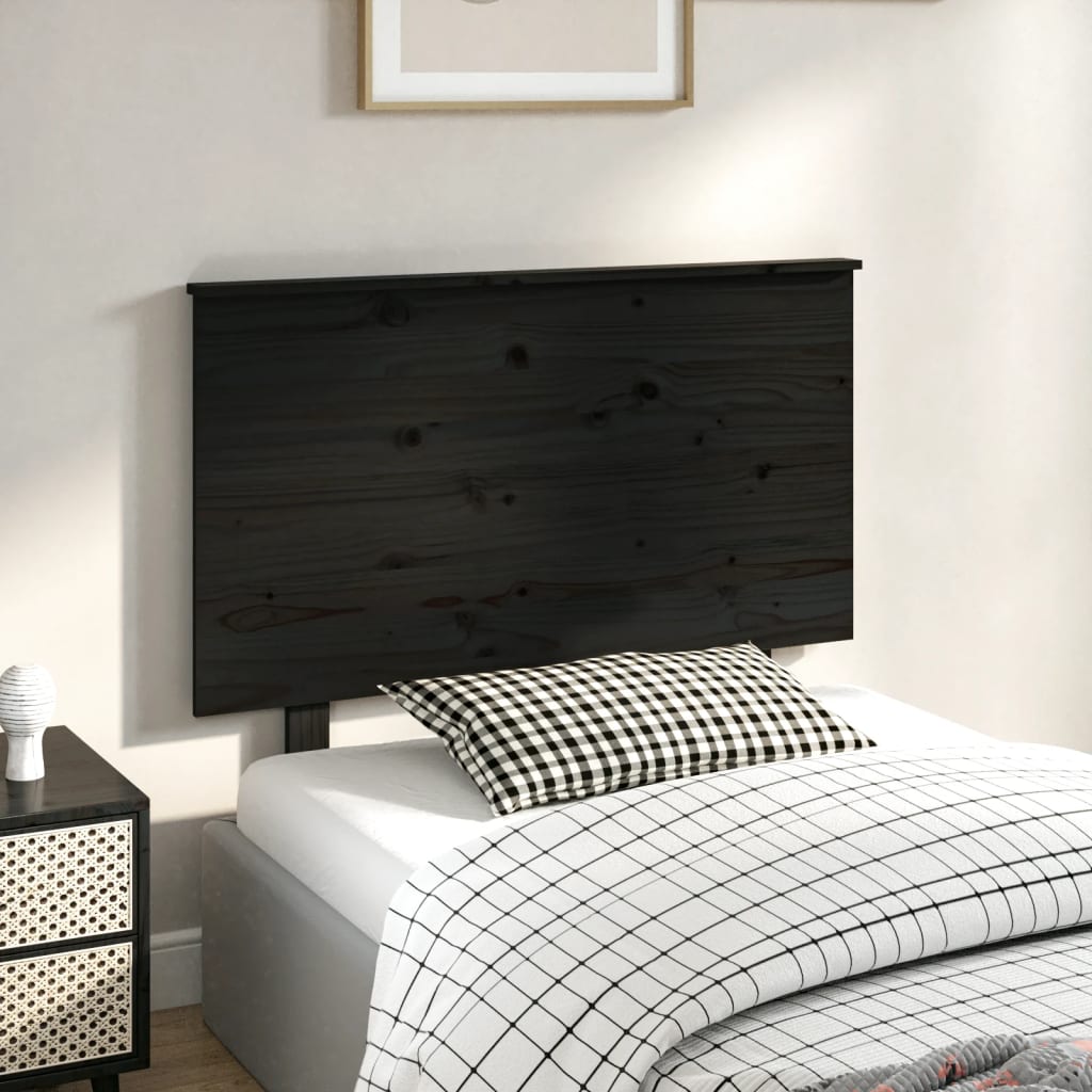 Schwarzes Kiefer Massivholz Kopfteil 94cm