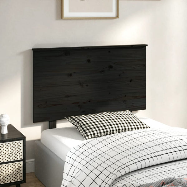 Schwarzes Kiefer Massivholz Kopfteil 94cm