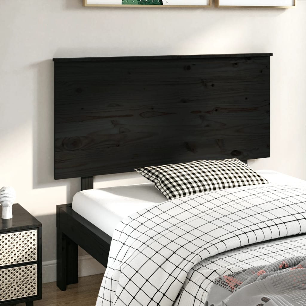 Schwarzes Kiefer Massivholz Kopfteil 124cm