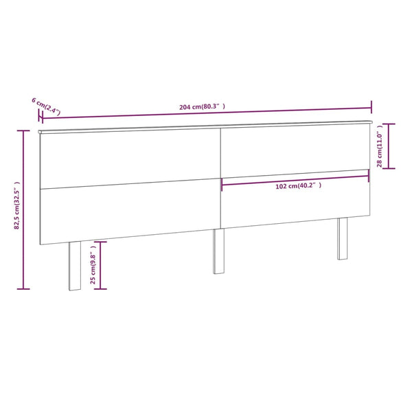 Massivholz Kiefer Bett Kopfteil 204 cm