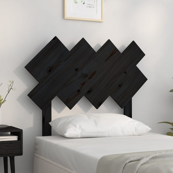 Schwarzes Kopfteil 92cm Kiefer Massivholz