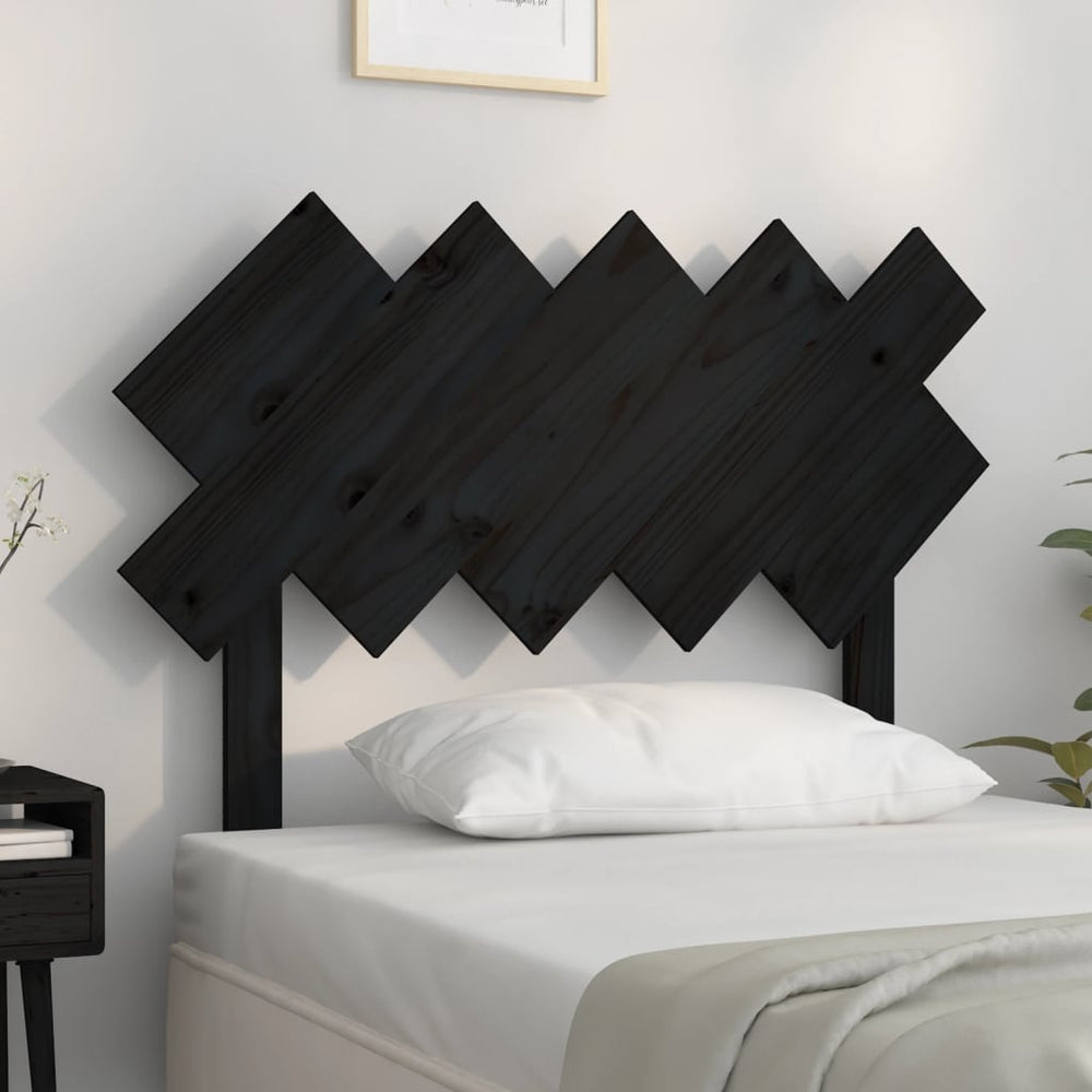 Schwarzes Kiefer Massivholz Kopfteil 104cm