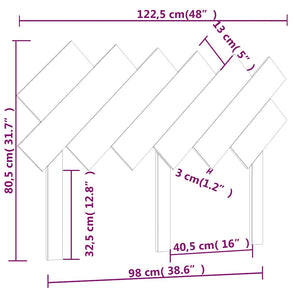 Graues Bettkopfteil 122,5 cm Kiefer Massivholz