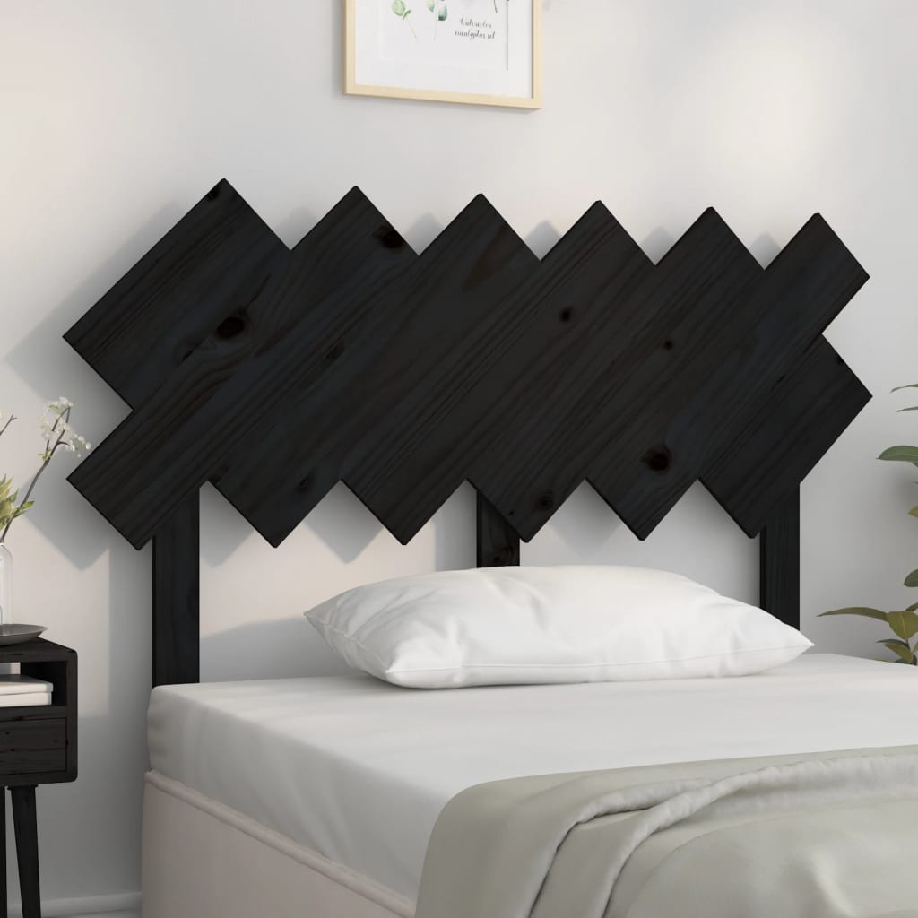 Schwarzes Bett Kopfteil Kiefer Massivholz 122,5 cm
