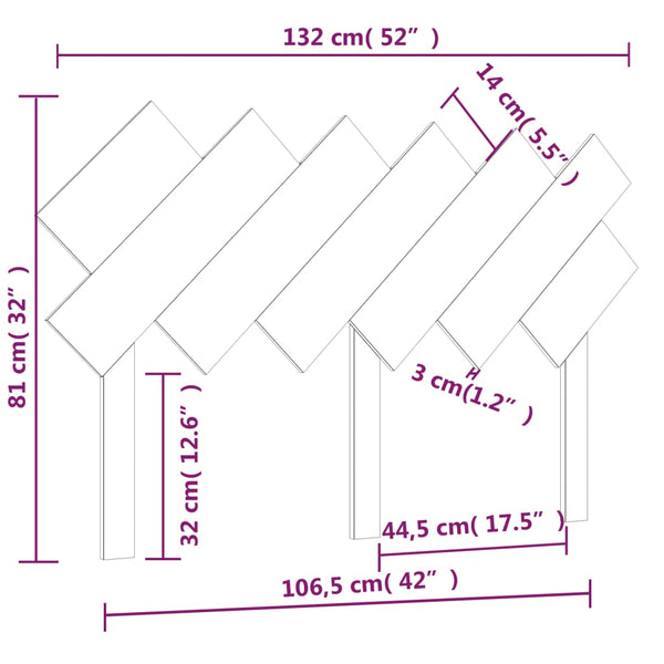 vidaXL Tête de lit Bois de pin massif marron miel 132x3x81 cm