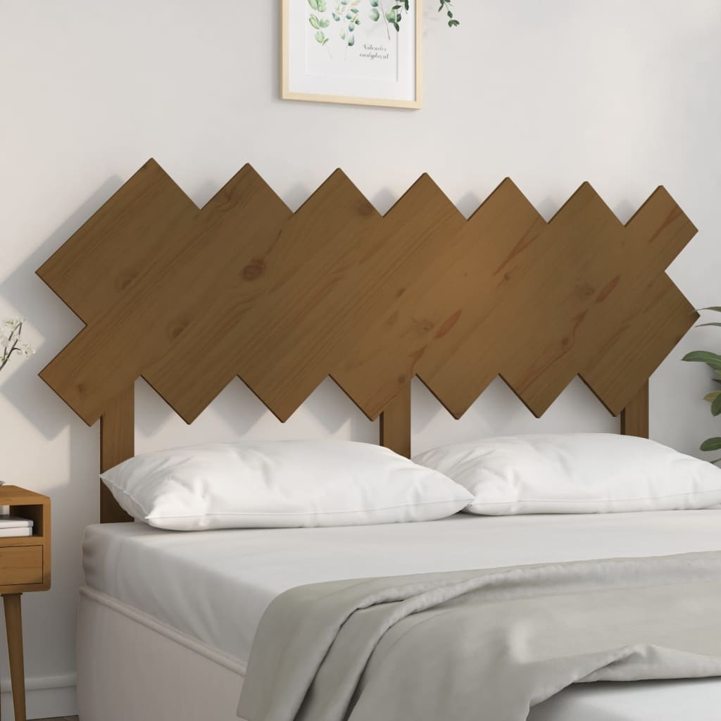 Honigbraunes Kiefer Massivholz Bettkopfteil 141cm