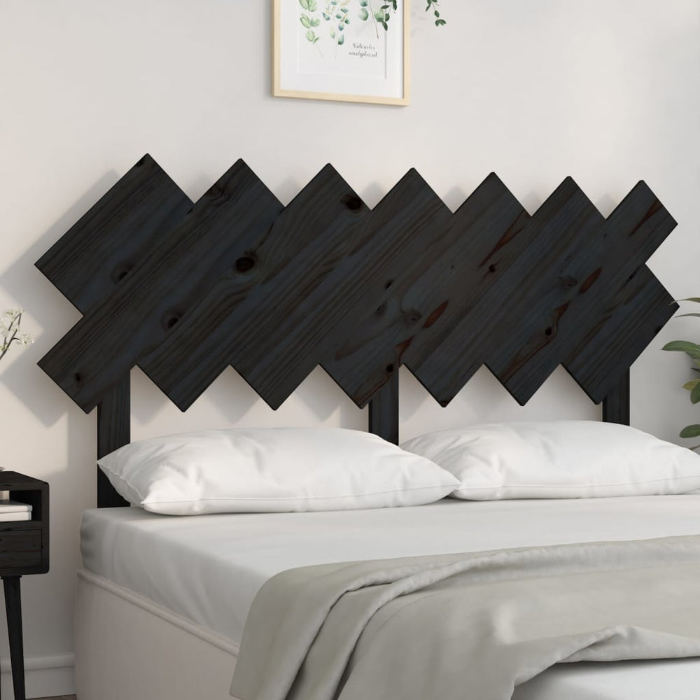 Schwarzes Bett Kopfteil 141 cm Kiefer Massivholz