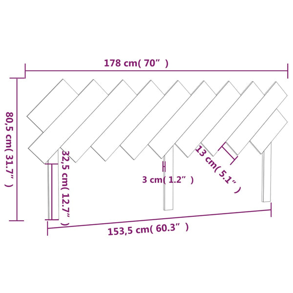 vidaXL Tête de lit Bois de pin massif Miel 178 x 3 x 80,5 cm