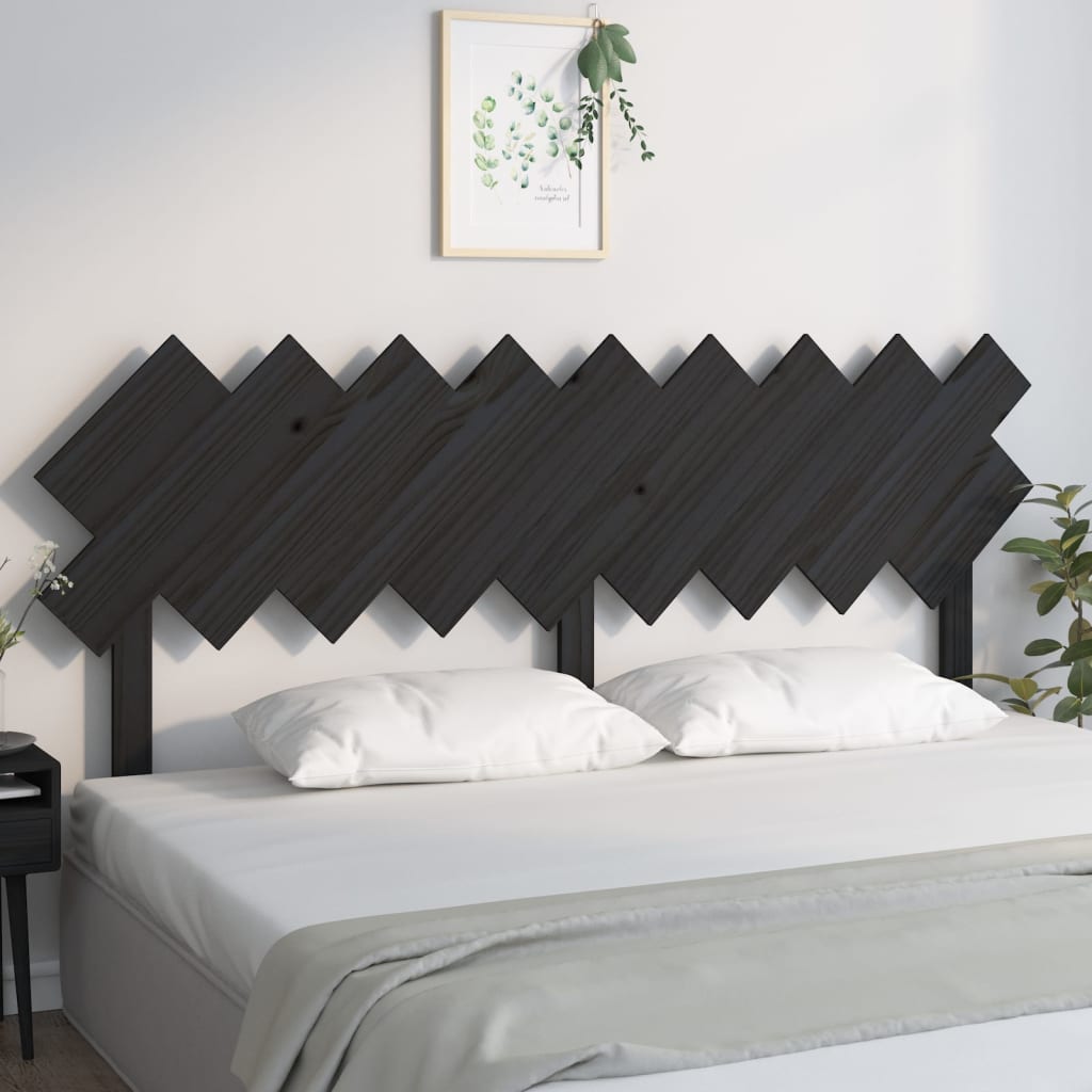 Schwarzes Bett Kopfteil 178cm Kiefer Massivholz