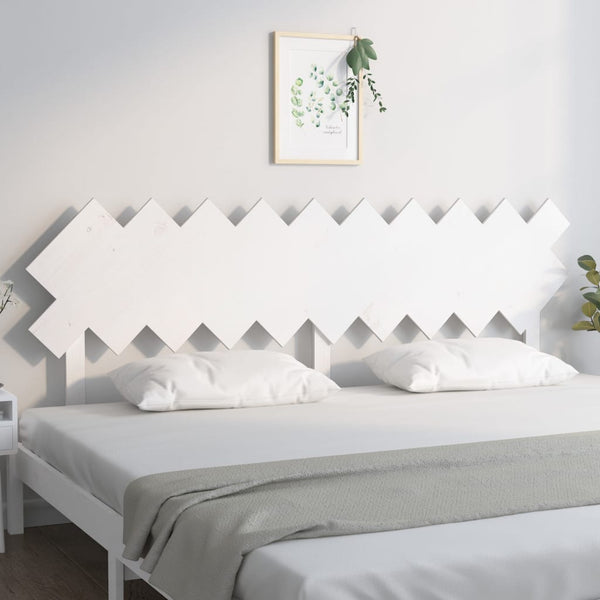 Weißes Bett Kopfteil 196cm Kiefer Massivholz