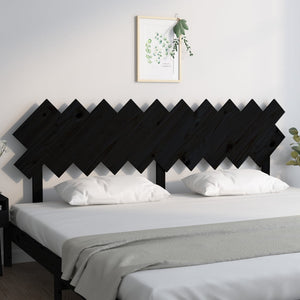 Schwarzes Bett Kopfteil 196 cm Kiefer Massivholz