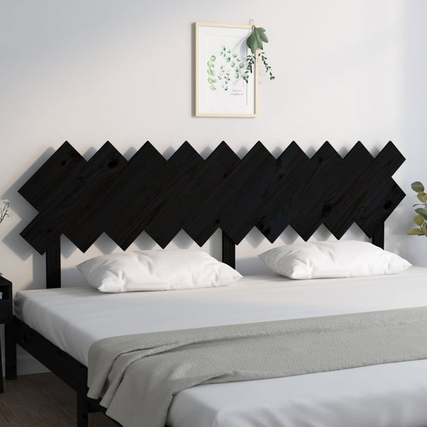 Schwarzes Bett Kopfteil 196 cm Kiefer Massivholz