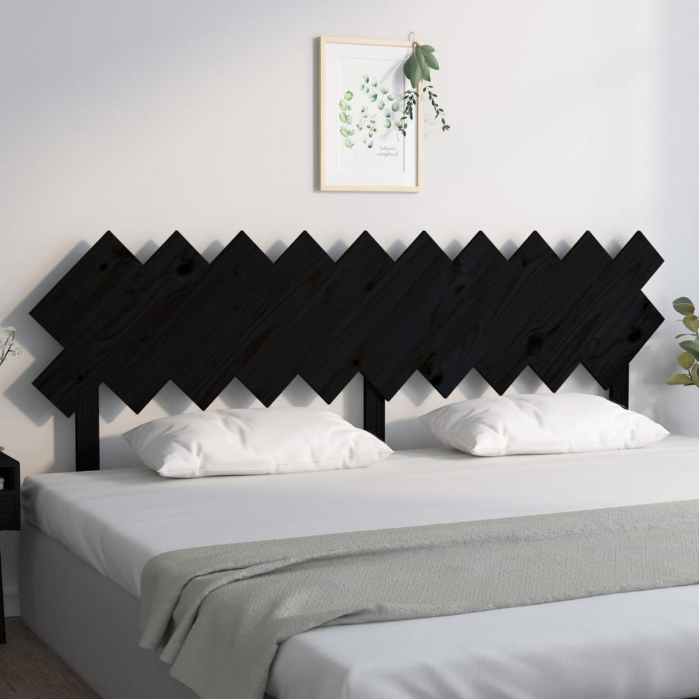 Schwarzes Bett Kopfteil 196 cm Kiefer Massivholz
