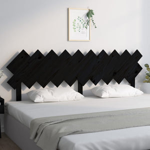 Schwarzes Bett Kopfteil 196 cm Kiefer Massivholz